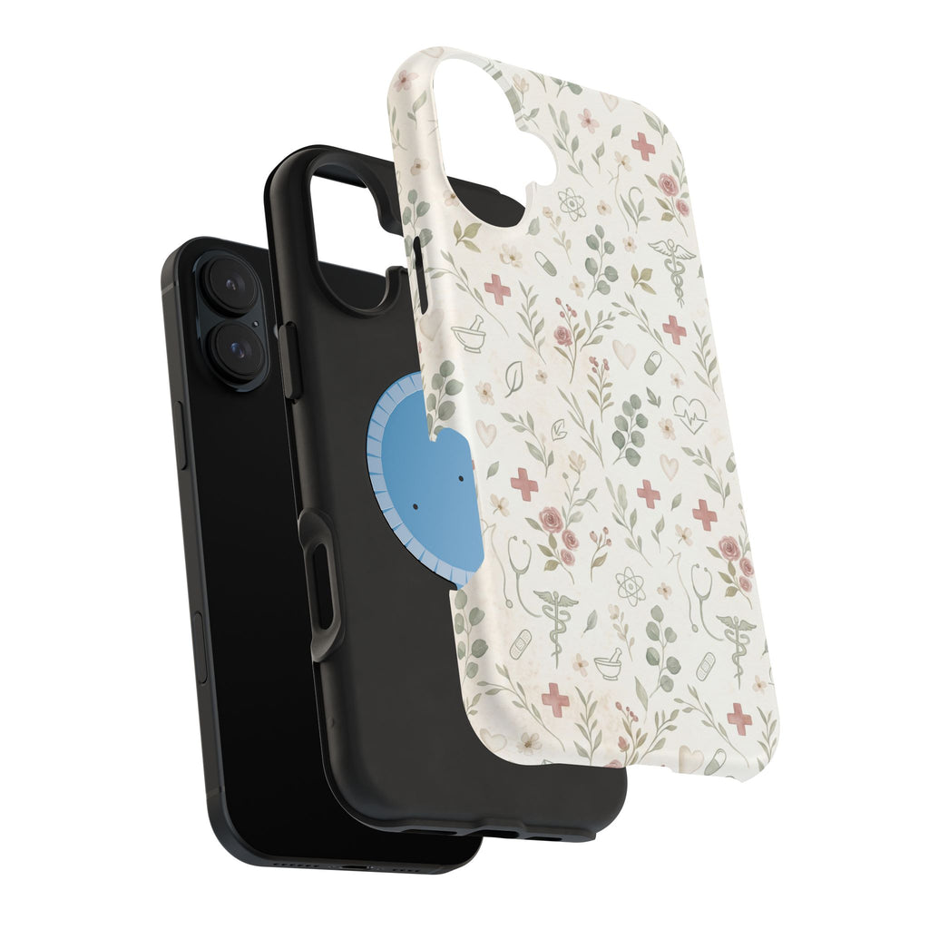 Floral Nurse Phone Case — Impact-Resistant Wireless Charging Cover