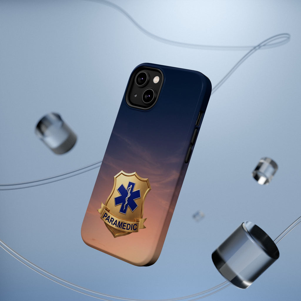 Gold Paramedic Badge Sunset Sky Phone Case — Magnetic Wireless Charging Cover