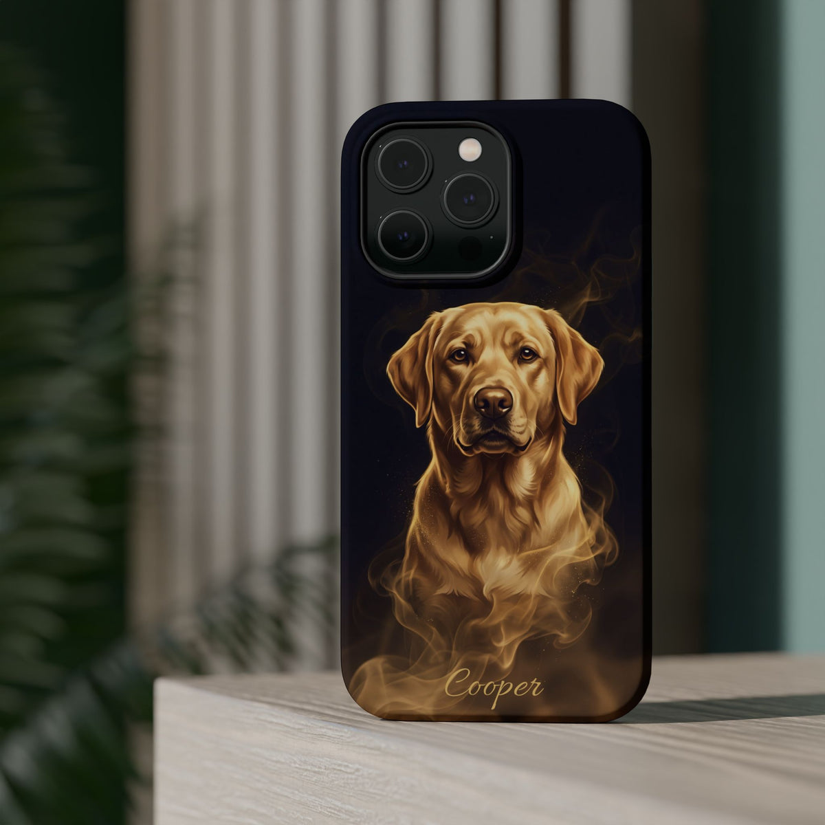 Personalized Gold Smoke Labrador Phone Case — Tough Magnetic Case with Wireless Charging