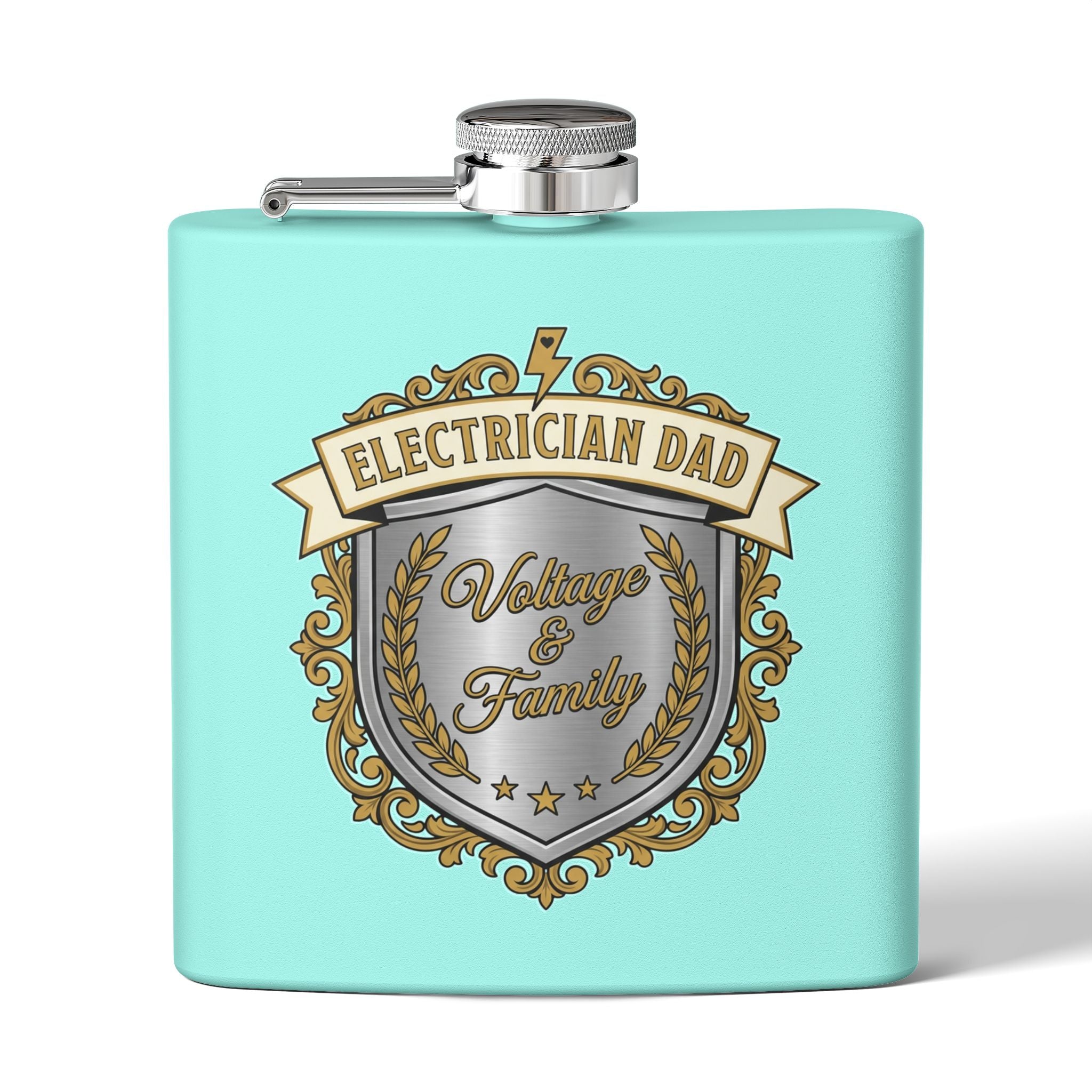 Flask — "Electrician Dad: Voltage & Family" 6oz Stainless Steel Hip Flask