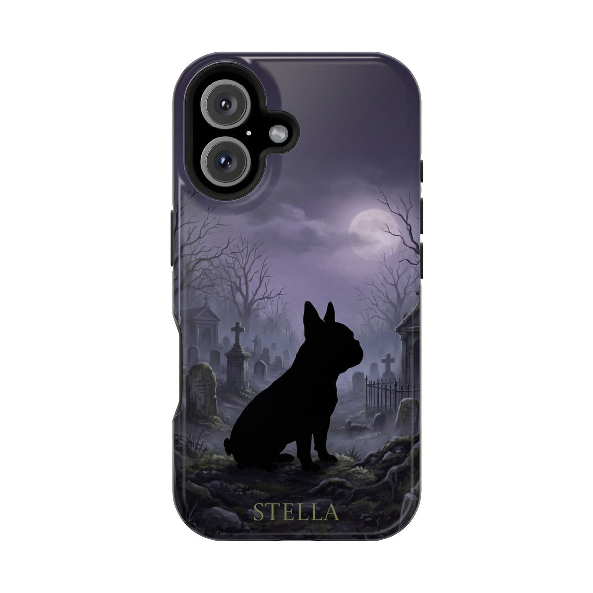 Personalized French Bulldog Moonlit Graveyard Phone Case — Wireless Charging Cover