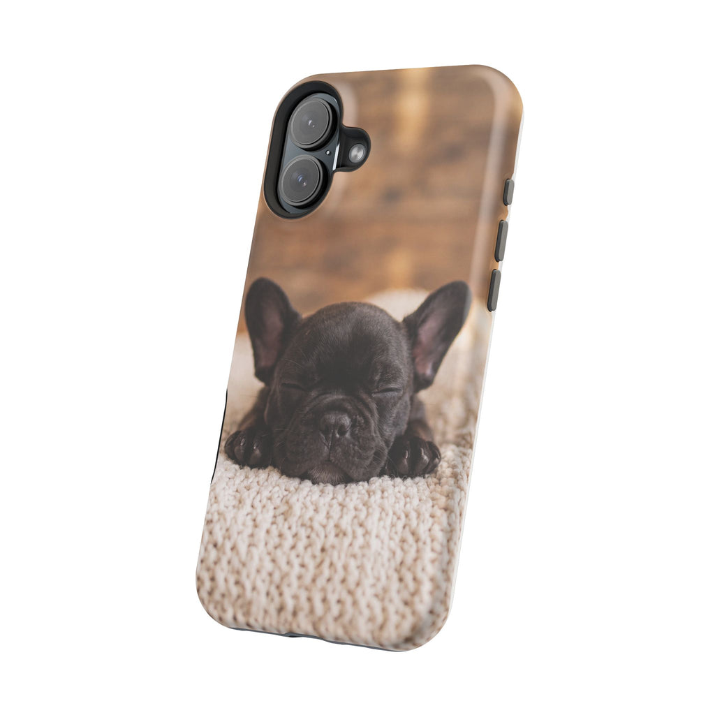 Sleepy French Bulldog Phone Case — Impact-Resistant Wireless Charging Cover