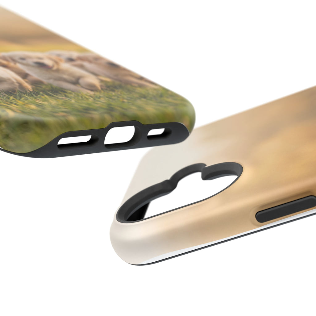 Golden Retriever Puppies Phone Case — Impact-Resistant Wireless Charging Cover