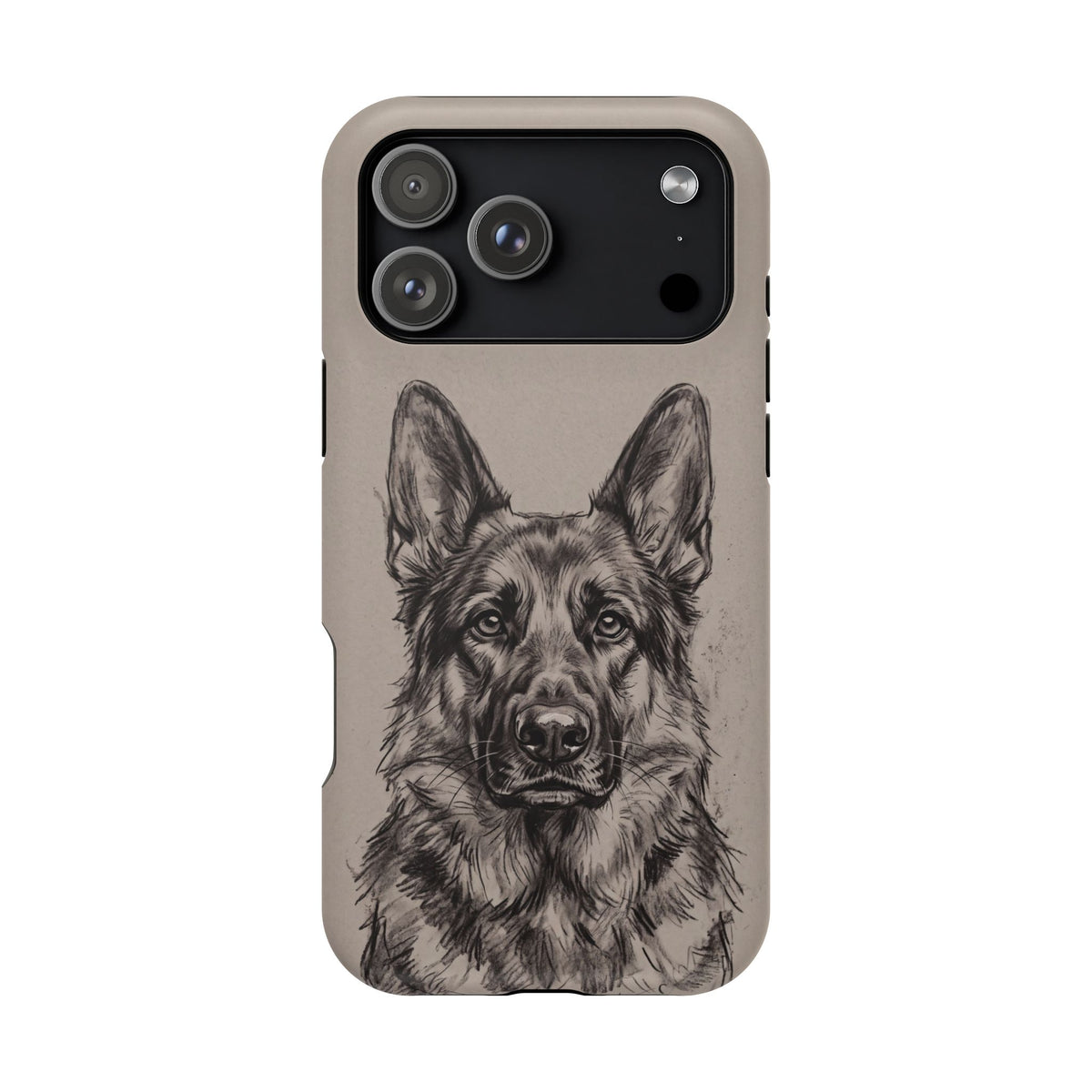 German Shepherd Phone Case | Charcoal Sketch Art — Tough Magnetic Case with Wireless Charging