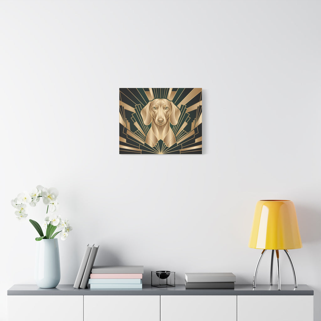 Dachshund Canvas | Art Deco Emerald & Gold Wall Art