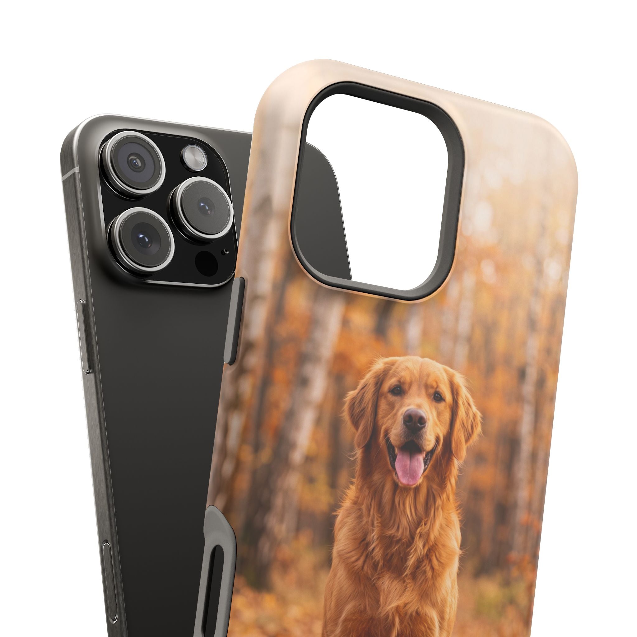 Autumn Golden Retriever Phone Case — Impact-Resistant Wireless Charging Cover