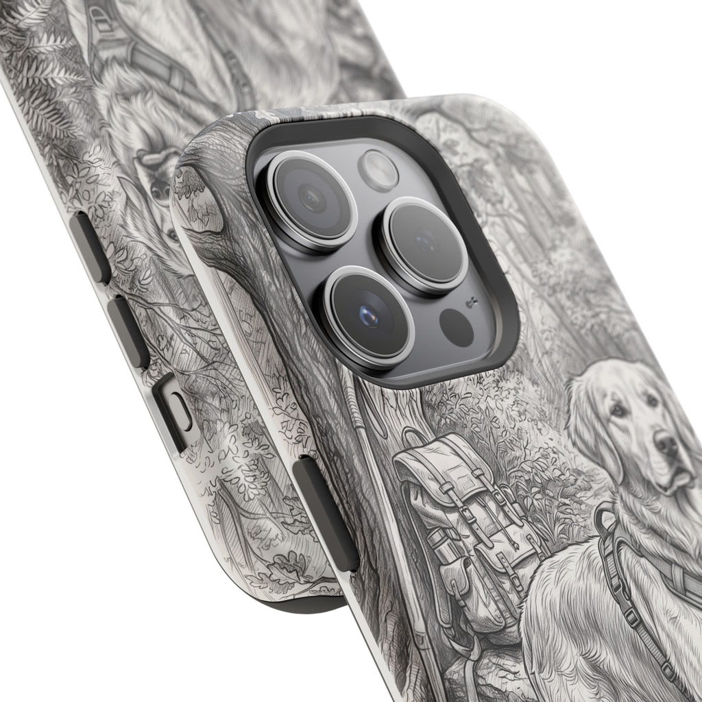 Personalized Golden Retriever Woodland Trail Phone Case — Wireless Charging Cover