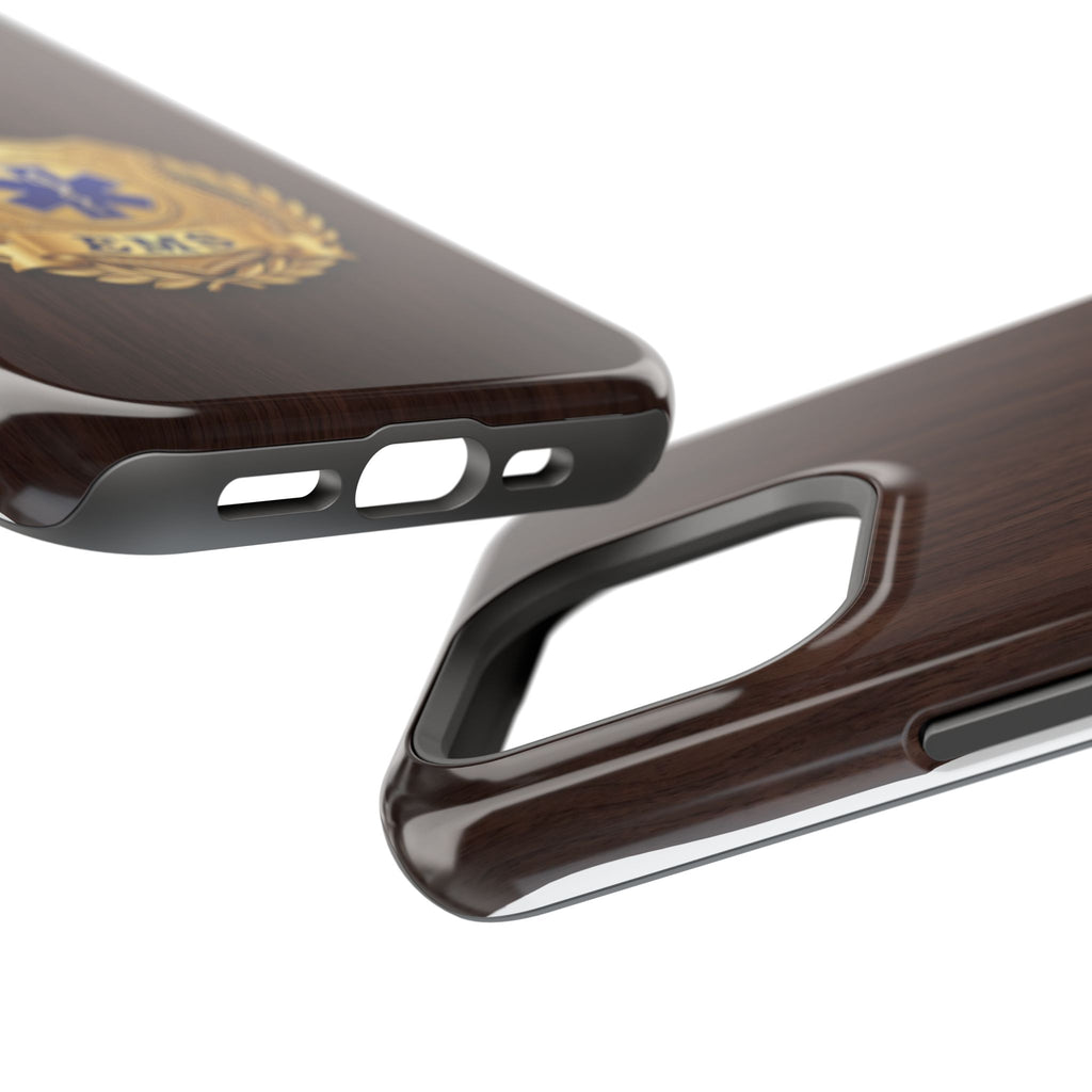 Gold EMS Laurel Badge Wood Phone Case — Magnetic Wireless Charging Cover