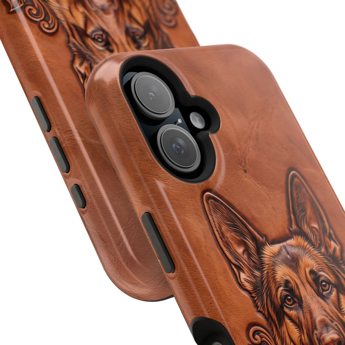 German Shepherd Phone Case | Western Tooled Art — Tough Magnetic Case with Wireless Charging