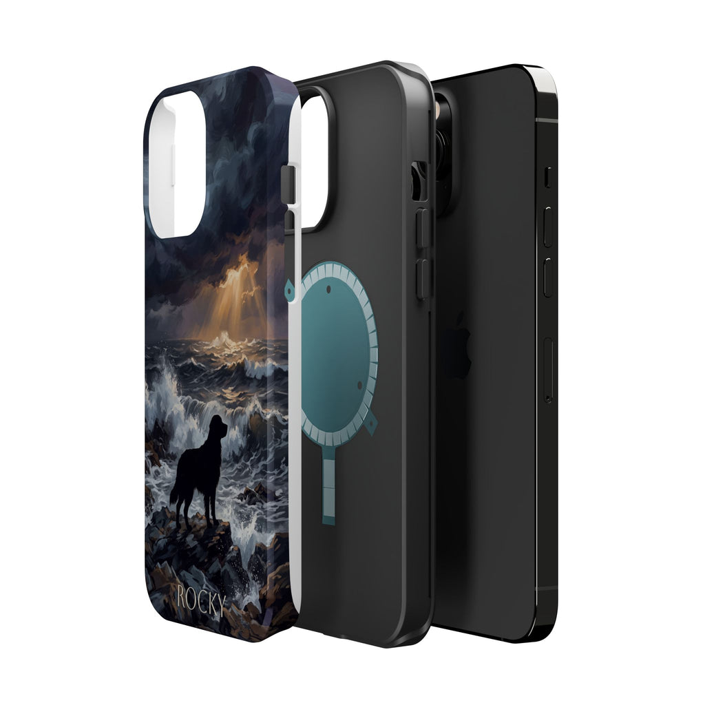 Personalized Golden Retriever Stormy Sea Phone Case — Wireless Charging Cover