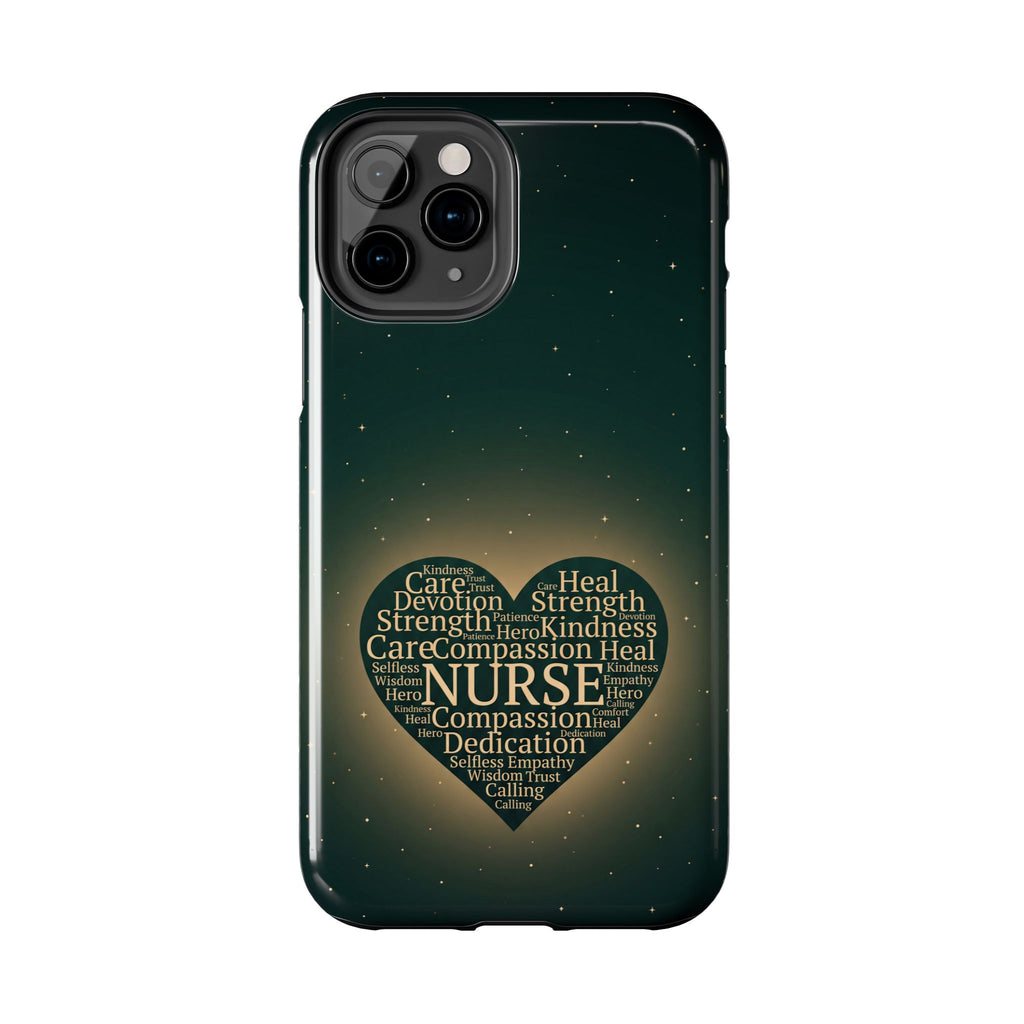 Nurse Heart Tough Phone Case — Inspirational Word Cloud Tribute - iphone and Samsung Galaxy series