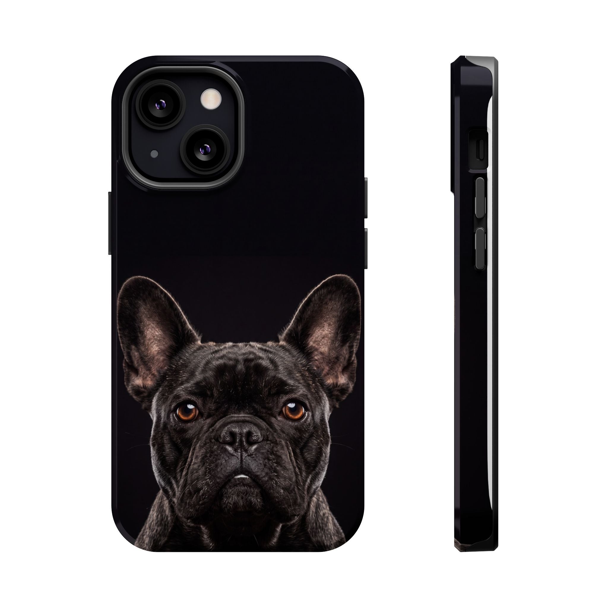 Black French Bulldog Phone Case — Impact-Resistant Wireless Charging Cover