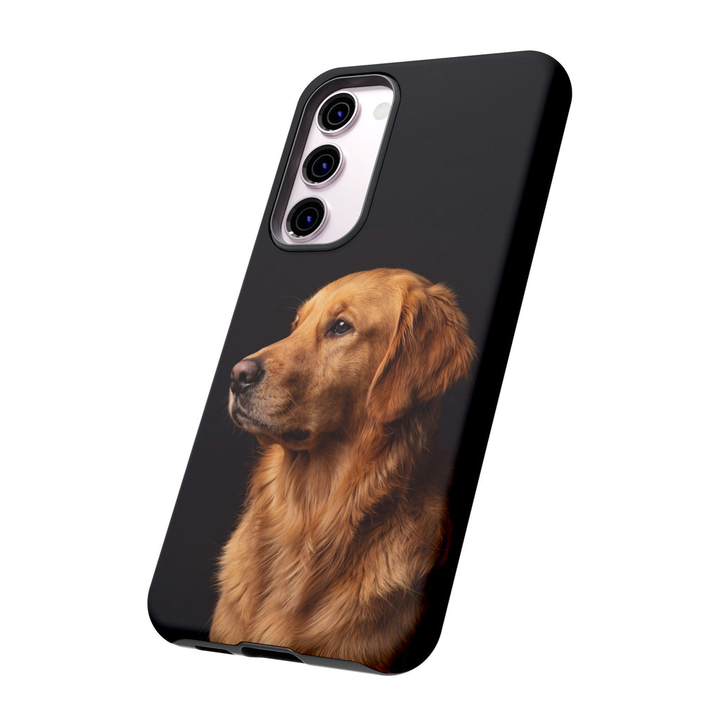 Golden Retriever Portrait Phone Case | Realistic Dog Photo on Black Background | iPhone & Samsung