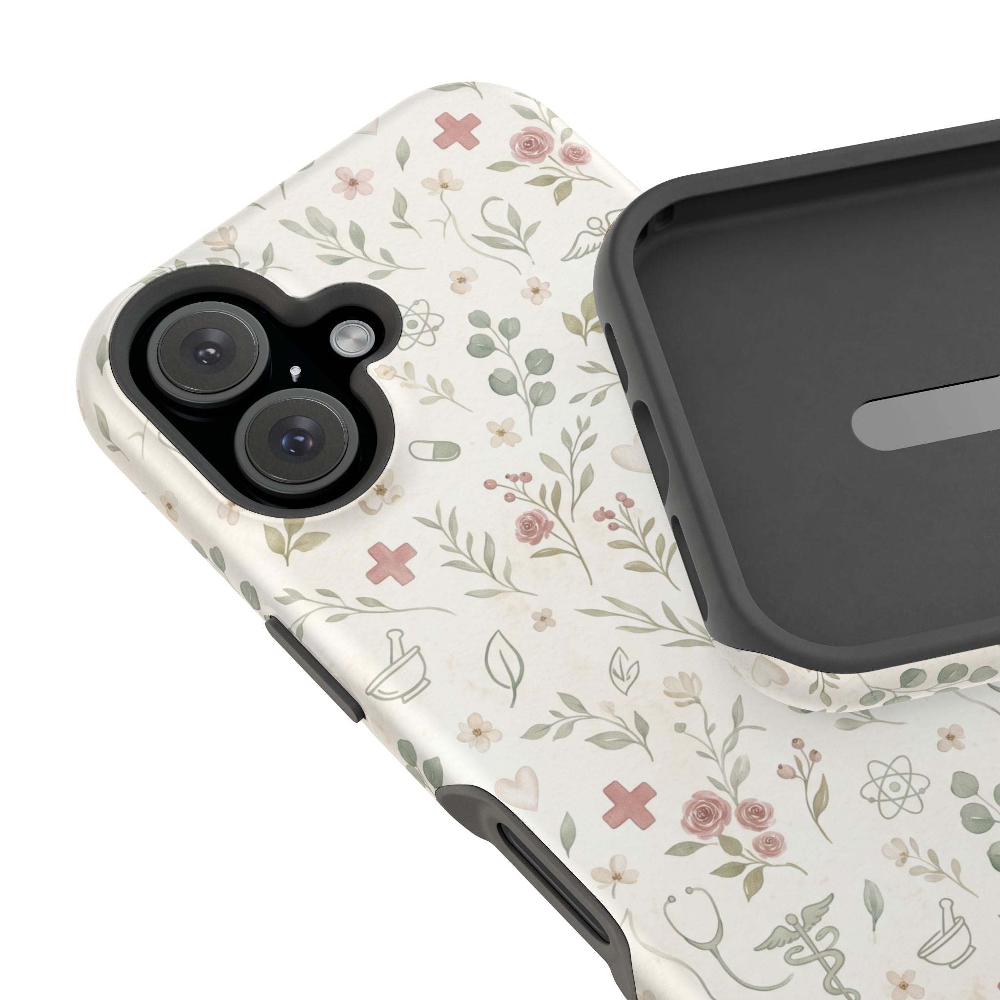 Floral Nurse Phone Case — Impact-Resistant Wireless Charging Cover