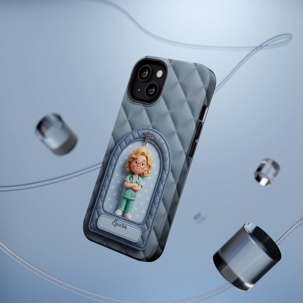 Personalized Quilted Nurse Phone Case — Wireless Charging Cover