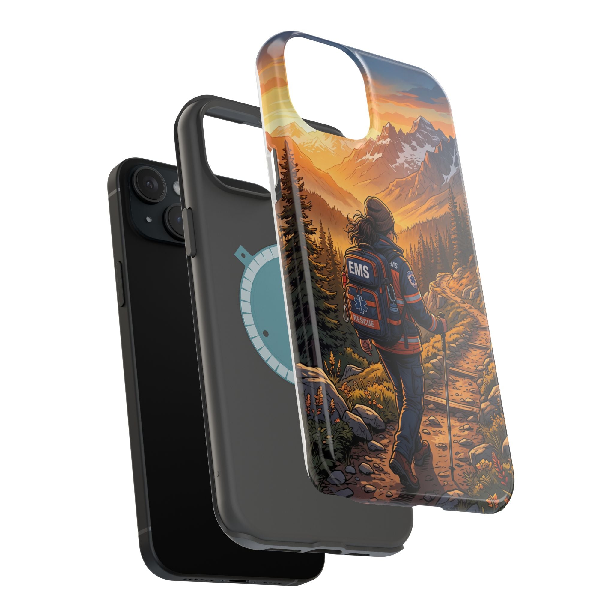Paramedic/EMT Mountain Phone Case — Magnetic Wireless Charging Cover