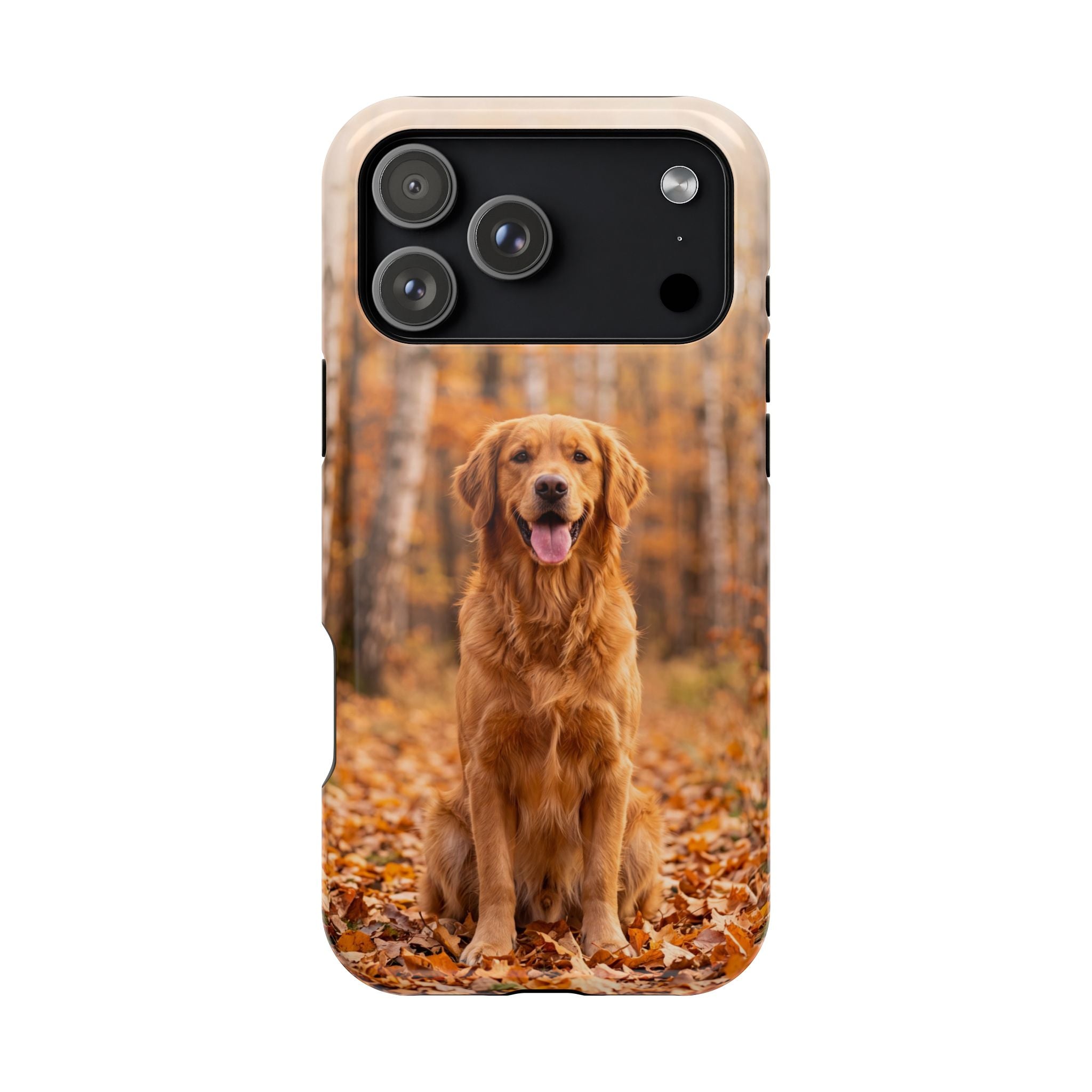 Autumn Golden Retriever Phone Case — Impact-Resistant Wireless Charging Cover