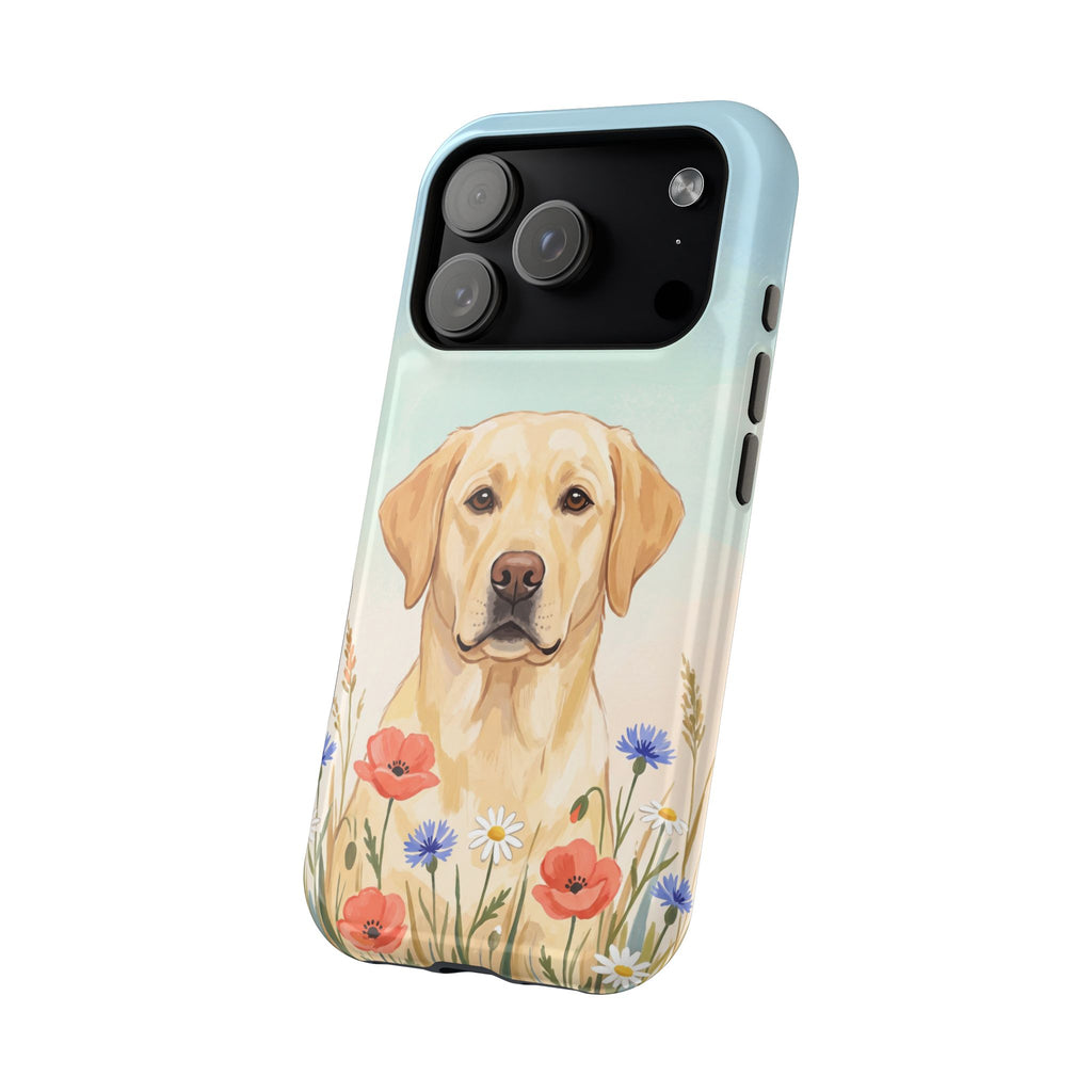 Labrador Wildflower Painting Phone Case — Tough Magnetic Case with Wireless Charging