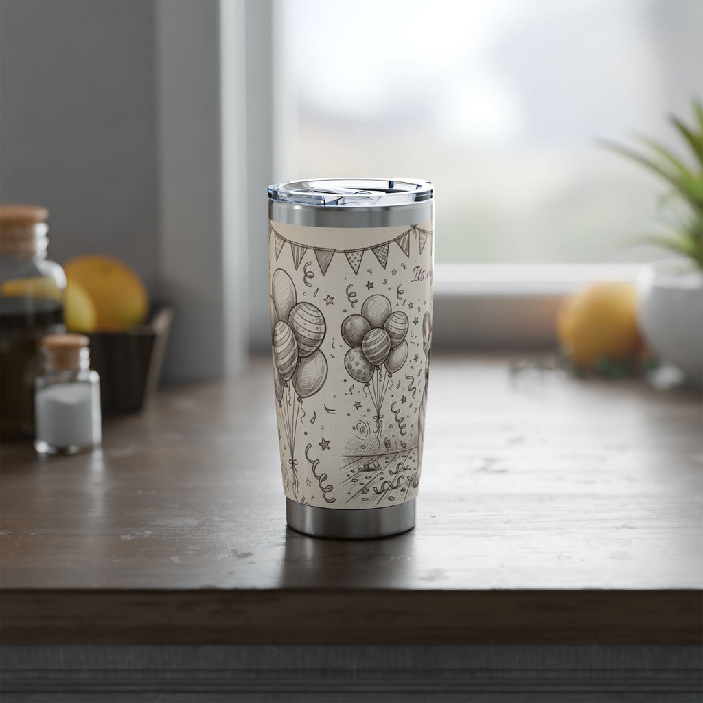 Birthday Frenchie Stainless Tumbler — 20 oz Personalized Travel Mug with Party Design