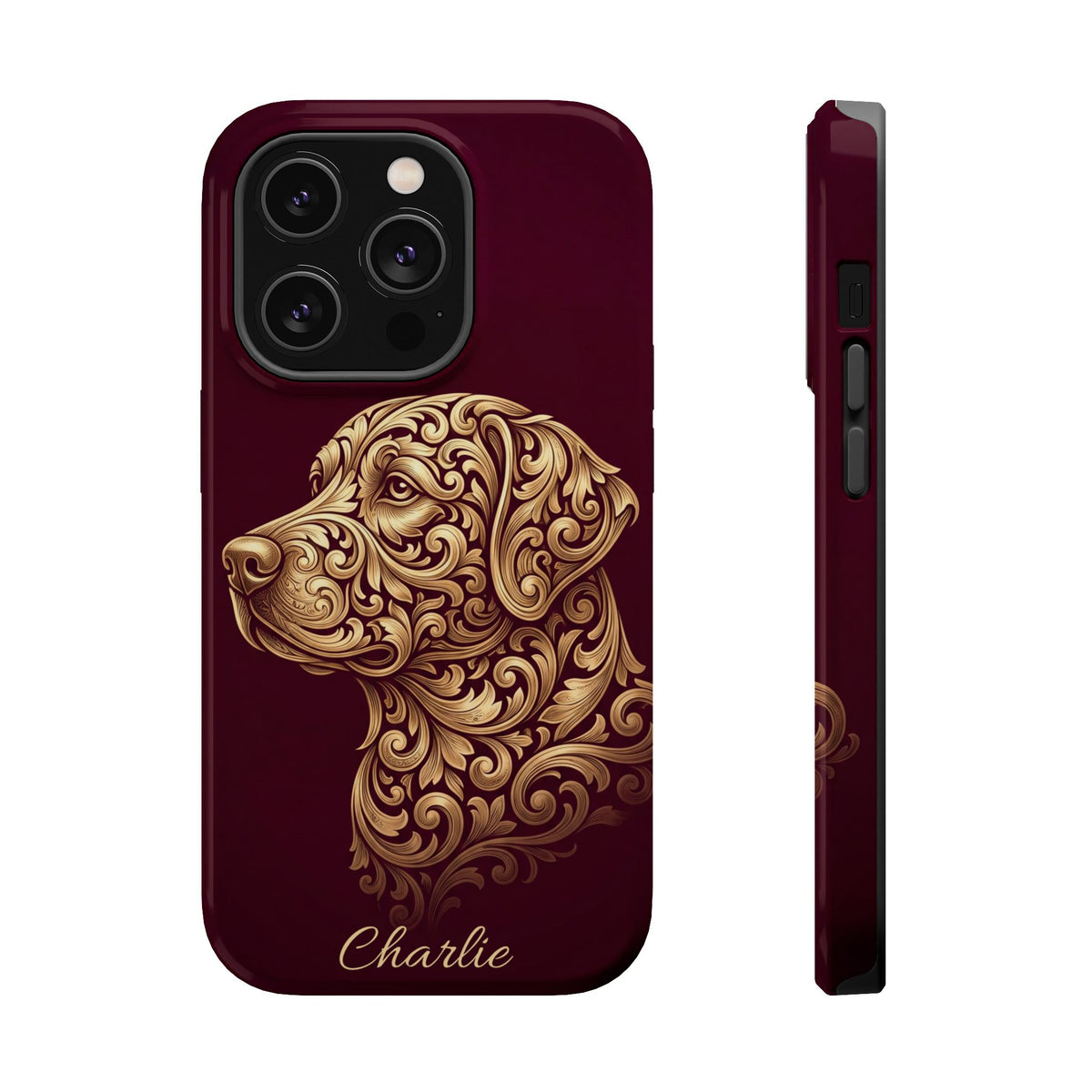 Personalized Gold Filigree Labrador Phone Case — Tough Magnetic Case with Wireless Charging