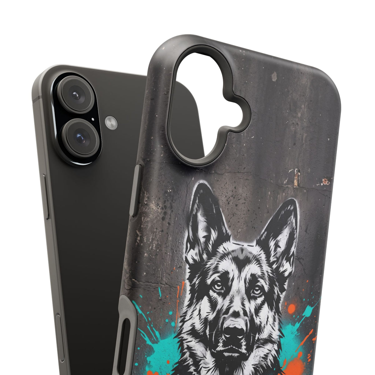 German Shepherd Phone Case | Graffiti Street Art — Tough Magnetic Case with Wireless Charging