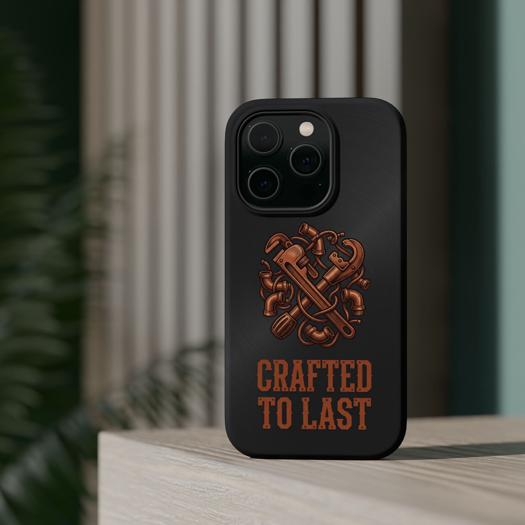 Crafted to Last Phone Case — Crossed Wrenches Wireless Charging Cover