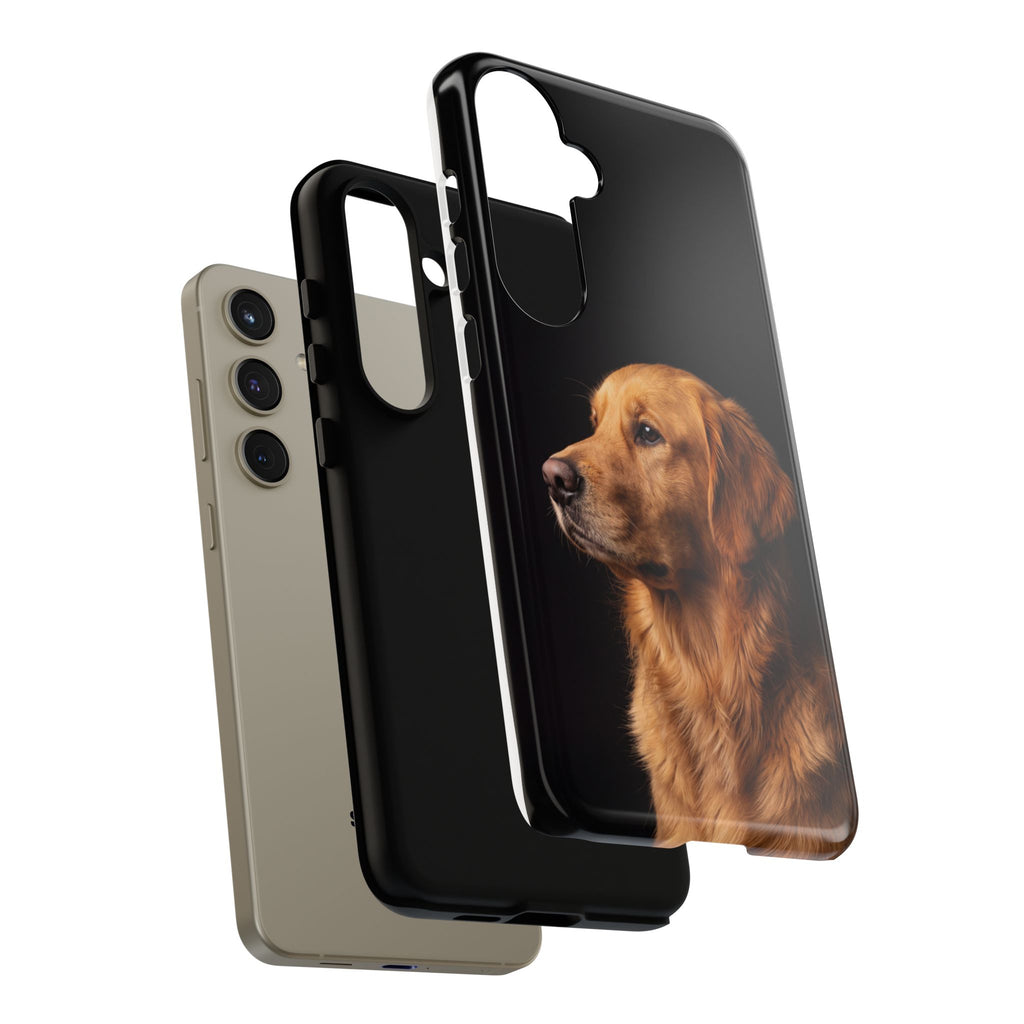 Golden Retriever Portrait Phone Case | Realistic Dog Photo on Black Background | iPhone & Samsung