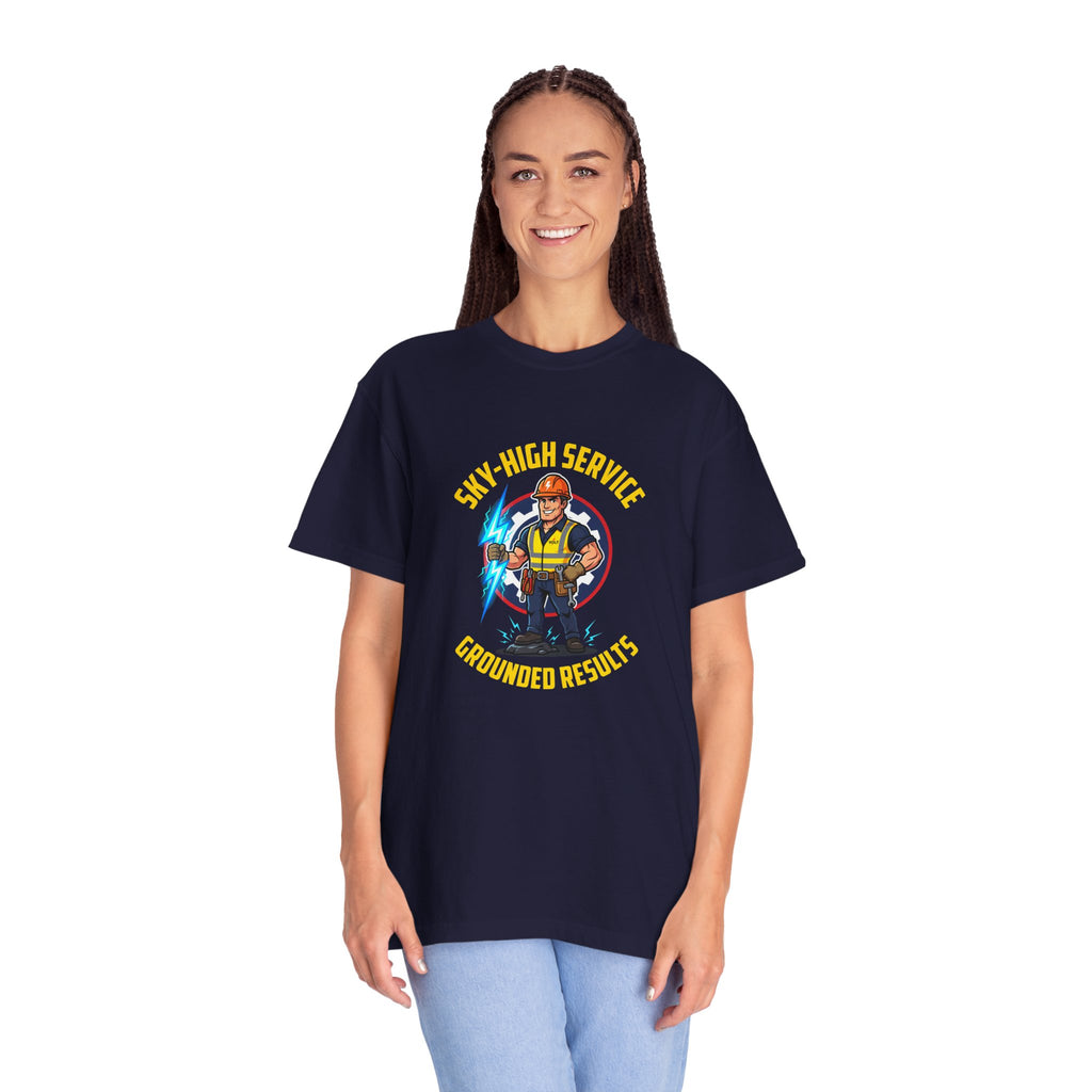 Sky-High Service Grounded Results Electrician T-Shirt