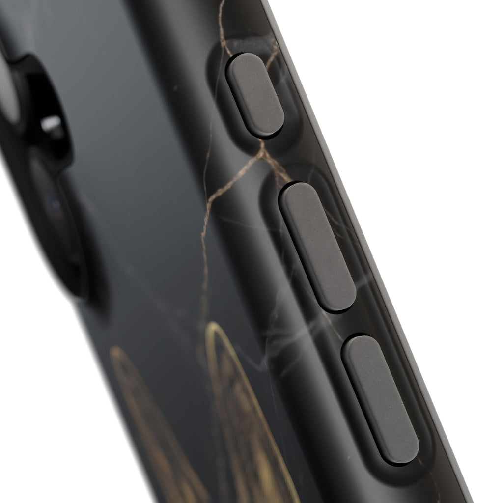 German Shepherd Phone Case | Black Marble Gold Sketch Art — Tough Magnetic Case with Wireless Charging