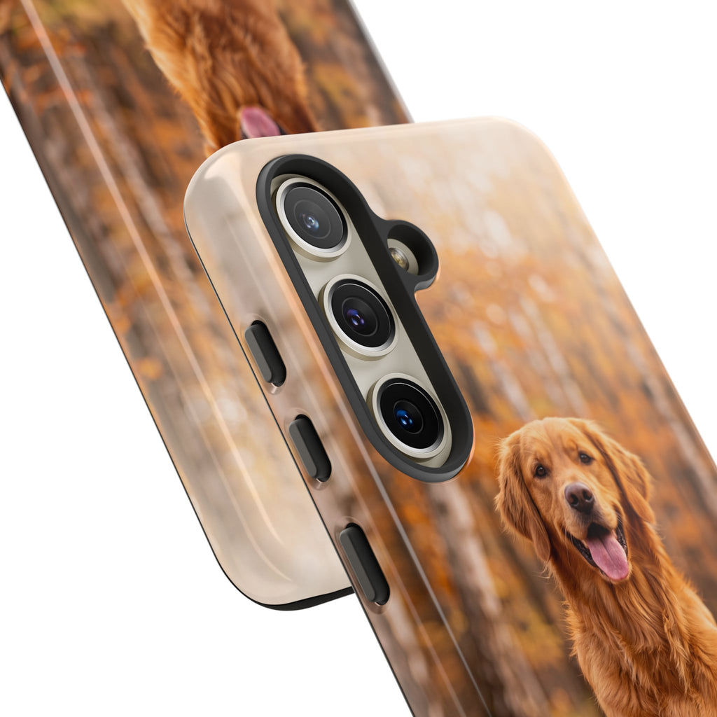 Golden Retriever Autumn Forest Phone Case | Happy Dog in Fall Foliage | Samsung & iPhone