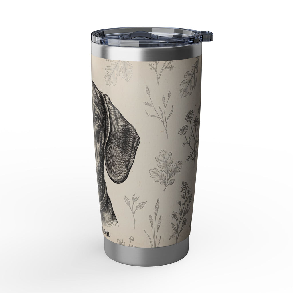 Dachshund Tumbler Personalized – 20 oz Stainless Steel Travel Mug with Custom Name, Vintage Engraving Design