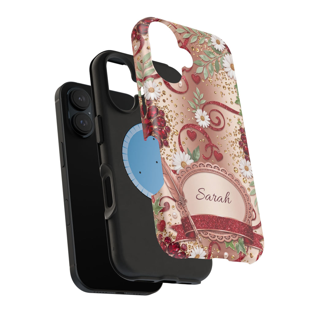 Personalized Vintage Floral Teacher Phone Case — Wireless Charging Cover