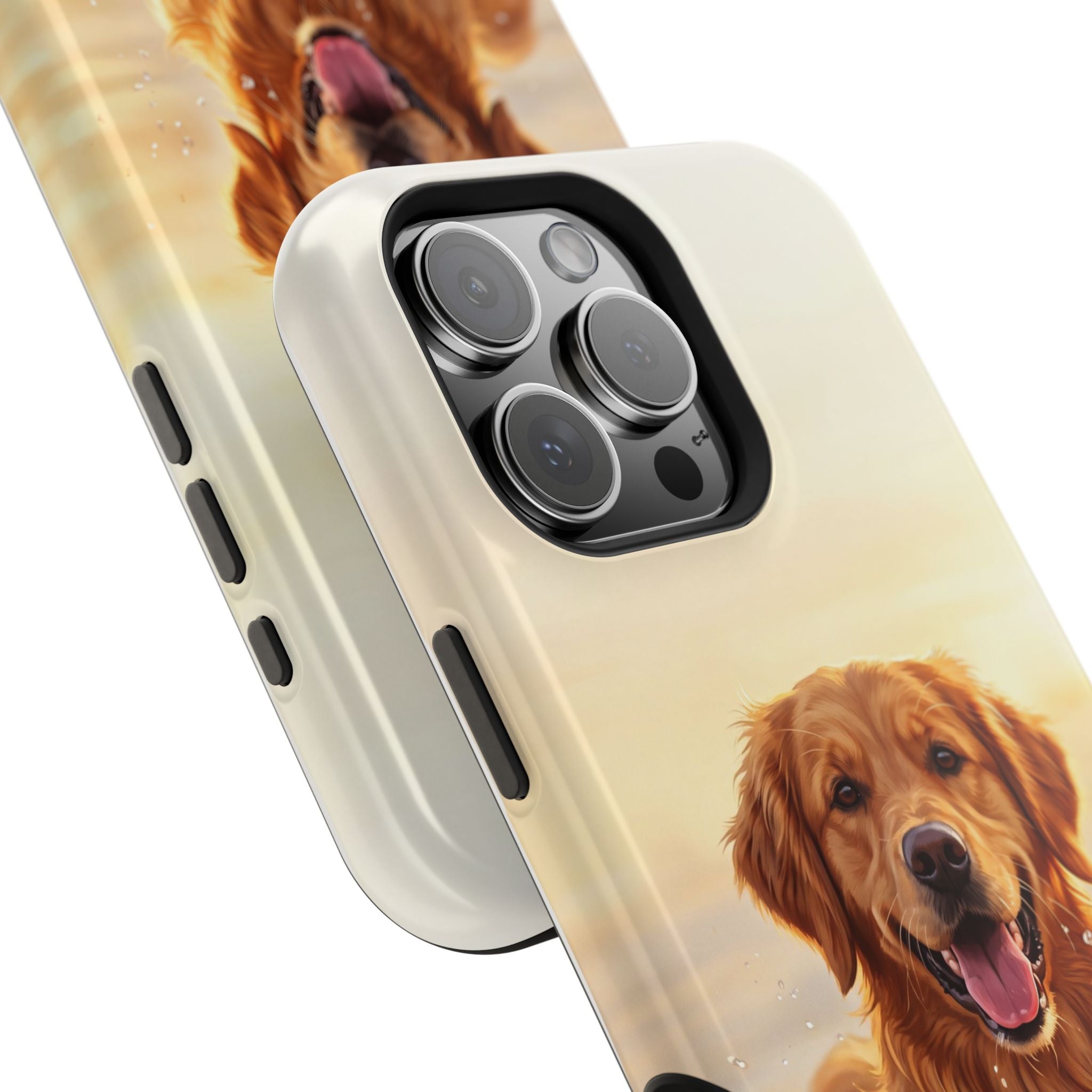 Beach Golden Retriever Phone Case — Impact-Resistant Wireless Charging Cover