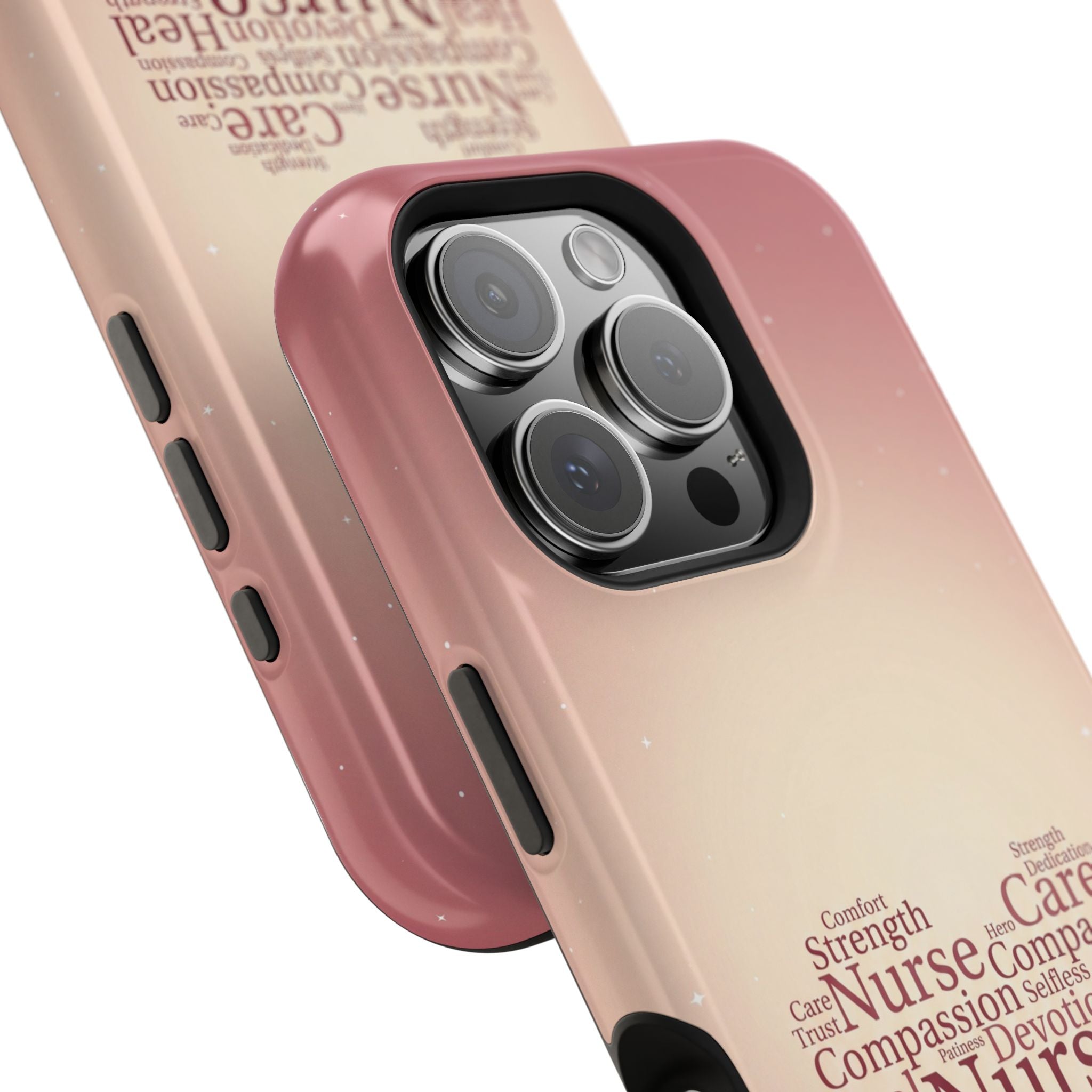 Nurse Heart Word Art Phone Case — Impact-Resistant Wireless Charging Cover