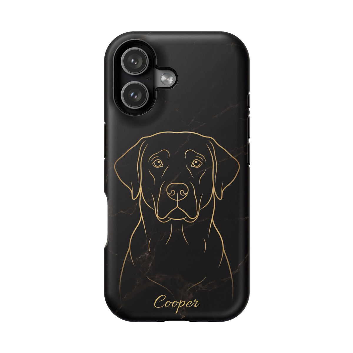 Personalized Gold Line Art Labrador Phone Case — Tough Magnetic Case with Wireless Charging