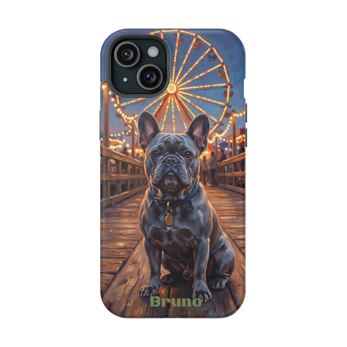 Personalized French Bulldog Pier Lights Phone Case — Wireless Charging Cover