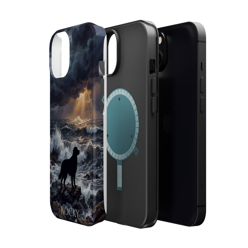 Personalized Golden Retriever Stormy Sea Phone Case — Wireless Charging Cover