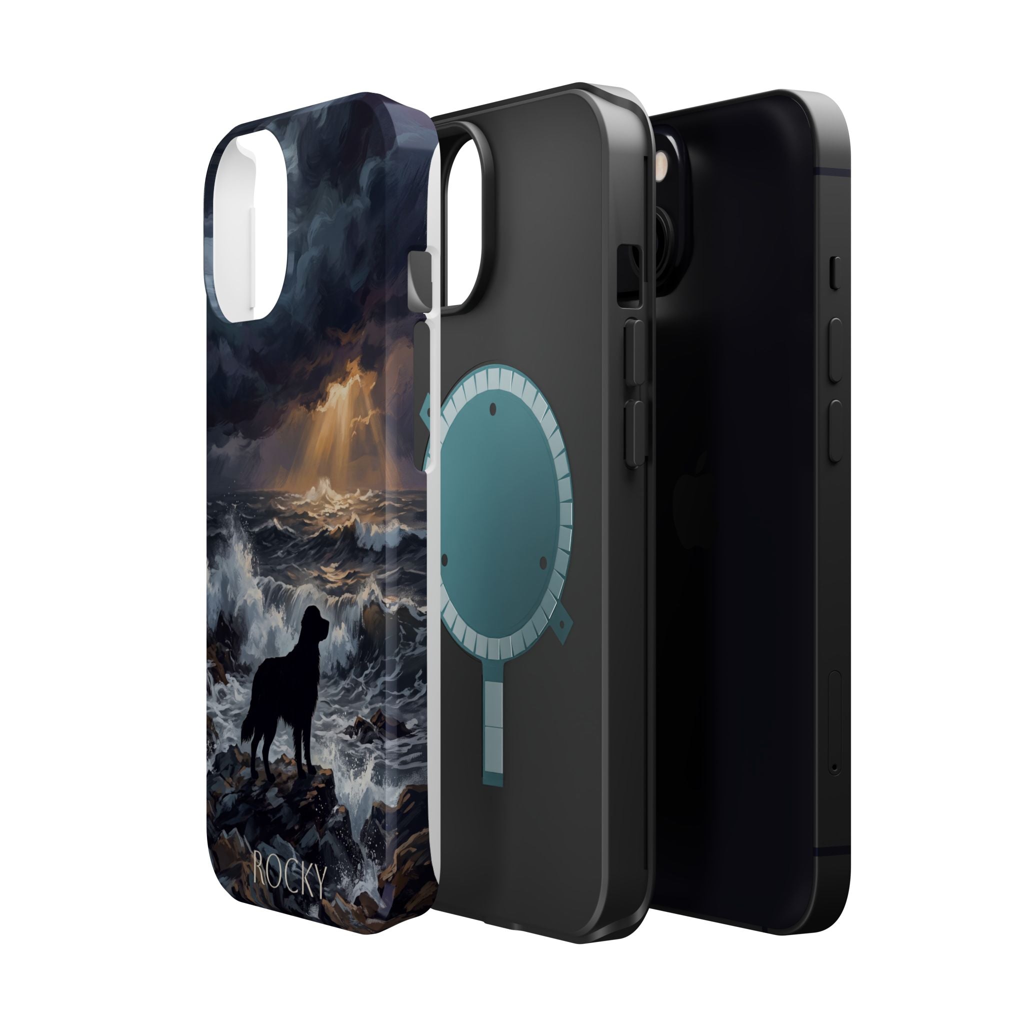 Personalized Golden Retriever Stormy Sea Phone Case — Wireless Charging Cover