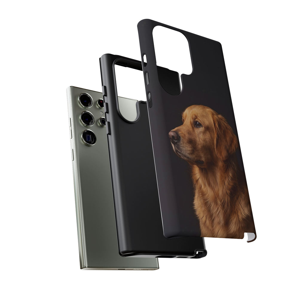 Golden Retriever Portrait Phone Case | Realistic Dog Photo on Black Background | iPhone & Samsung