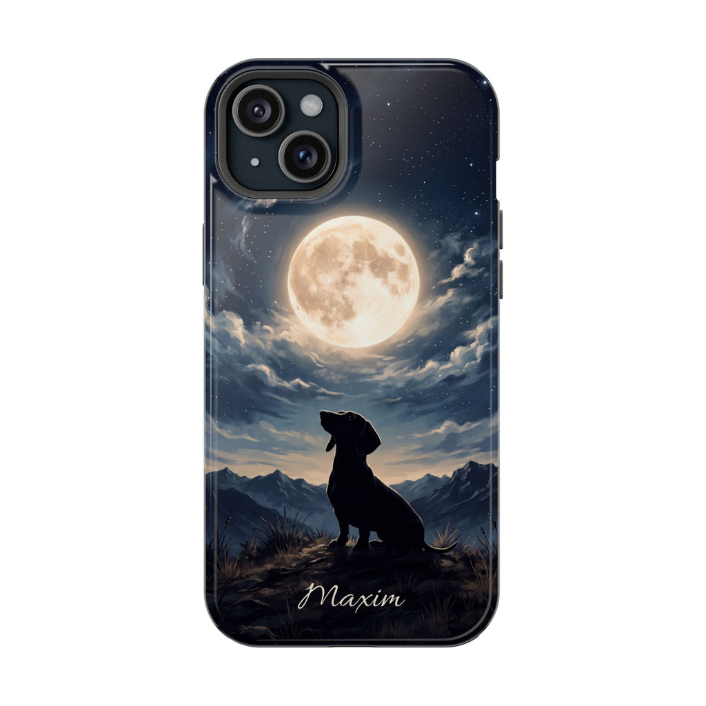 Personalized Dachshund Moonlight Phone Case — Wireless Charging Cover