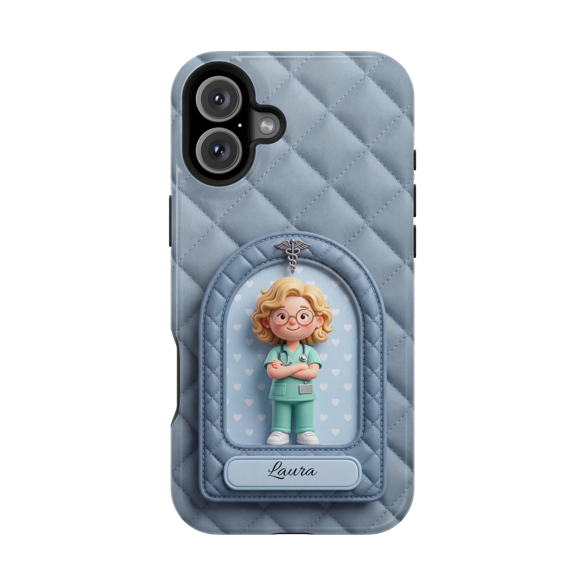 Personalized Quilted Nurse Phone Case — Wireless Charging Cover