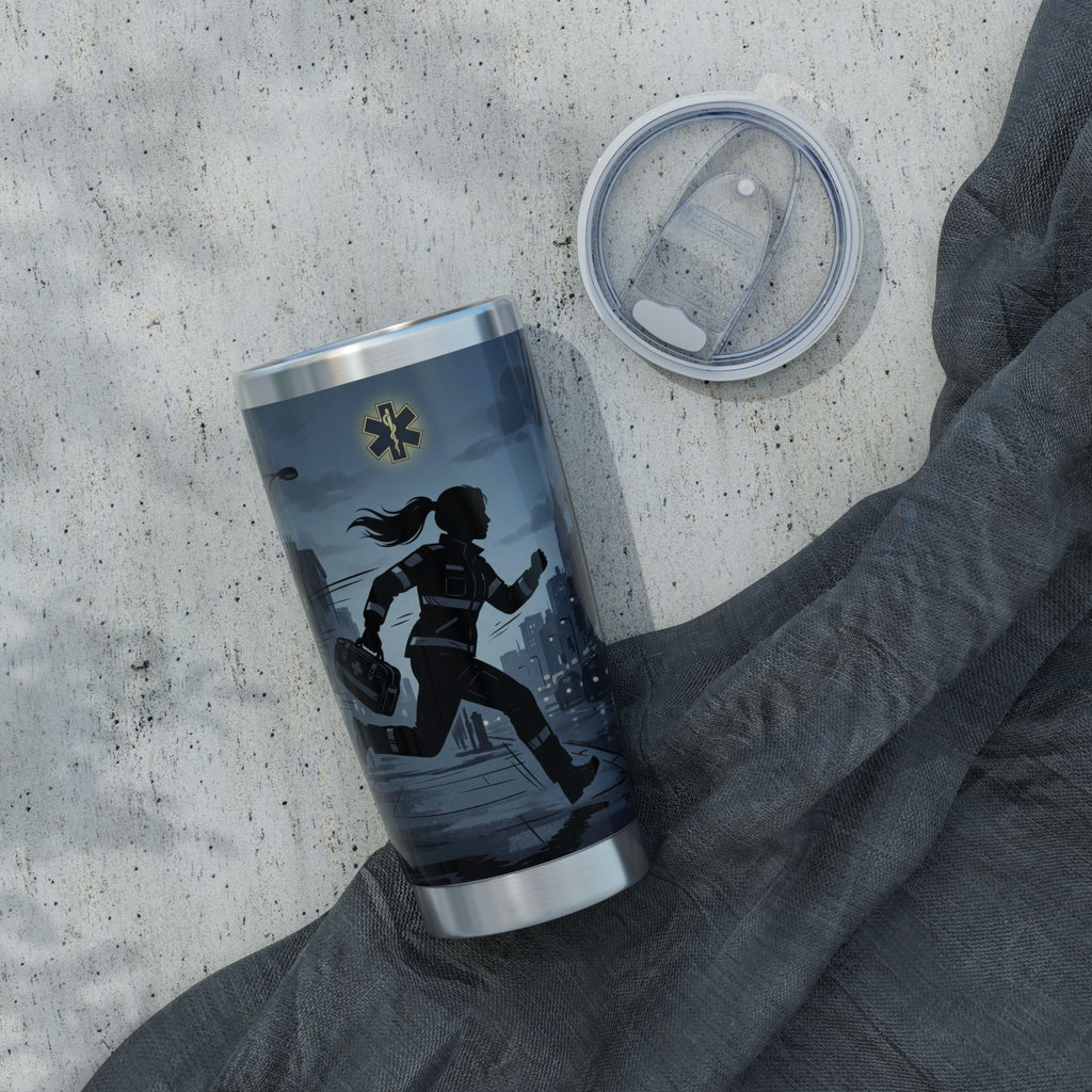Paramedic/EMT 20oz Tumbler – Female Paramedic Running Silhouette Design