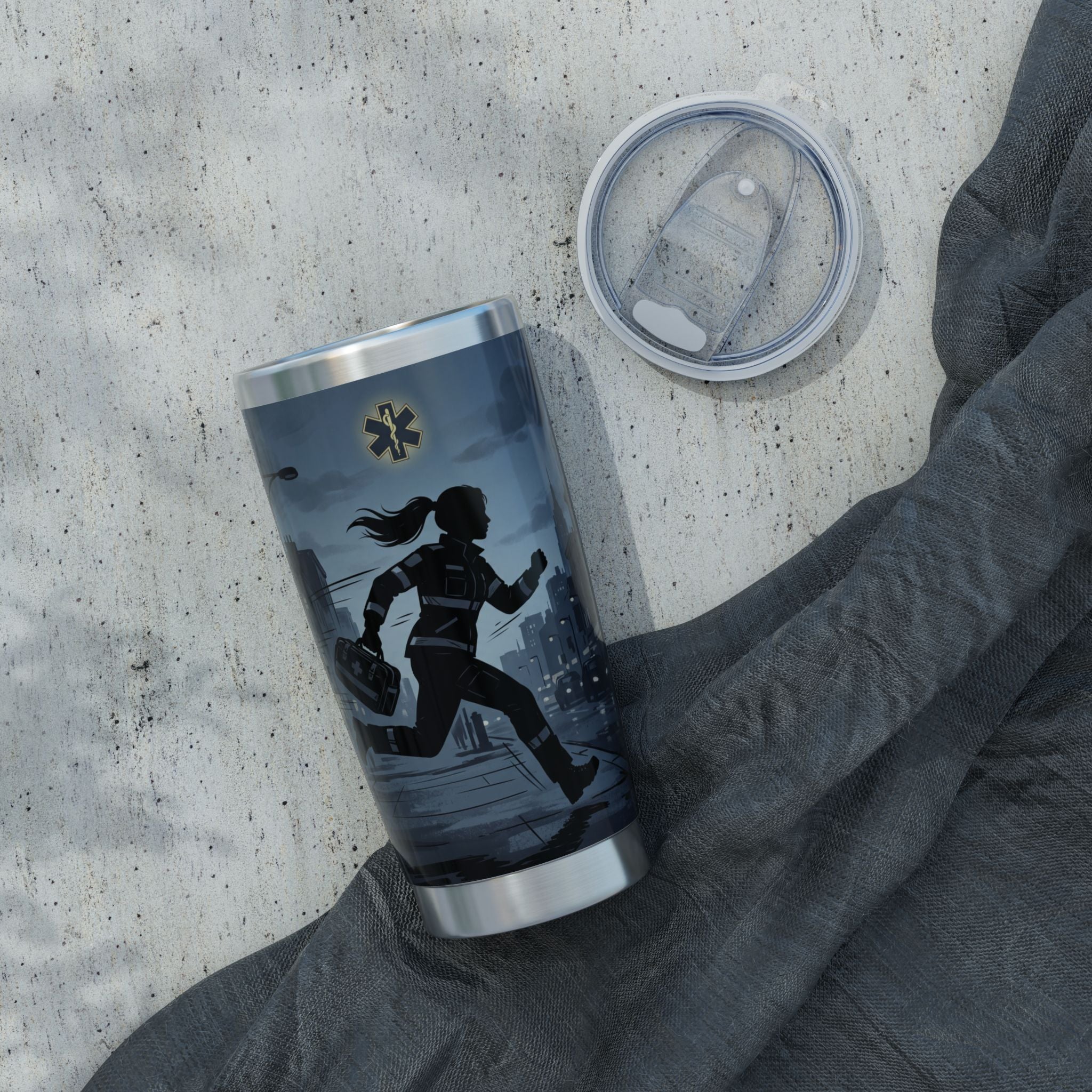 Paramedic/EMT 20oz Tumbler – Female Paramedic Running Silhouette Design