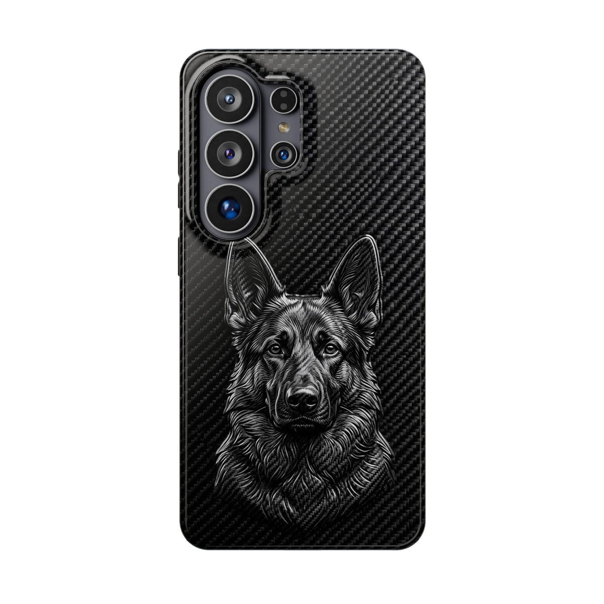 German Shepherd Phone Case | Black Carbon Art — Tough Magnetic Case with Wireless Charging