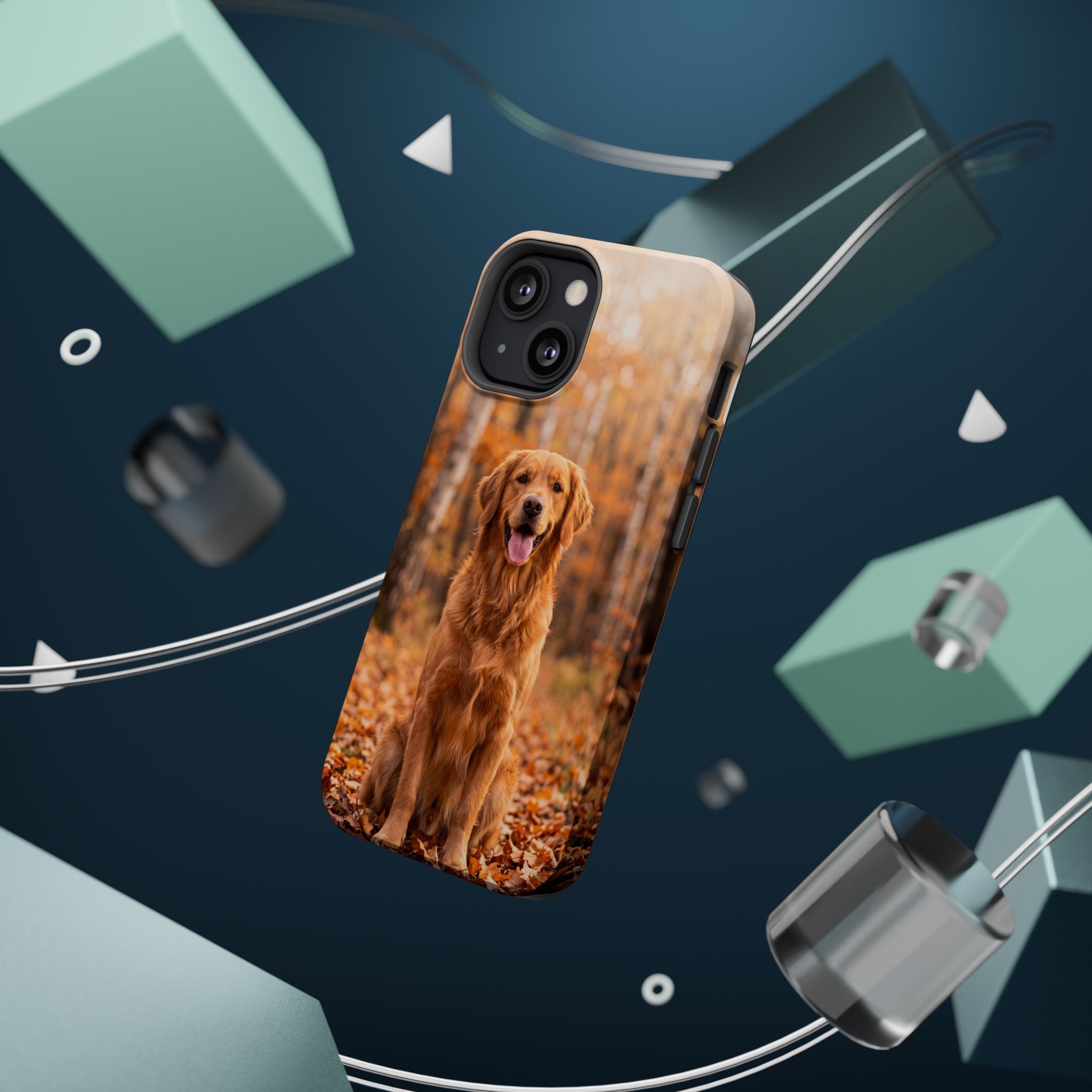 Autumn Golden Retriever Phone Case — Impact-Resistant Wireless Charging Cover
