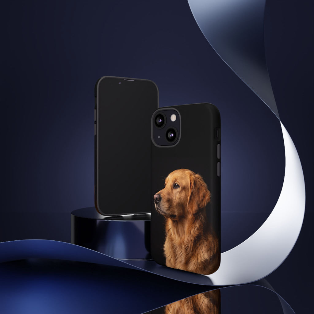Golden Retriever Portrait Phone Case | Realistic Dog Photo on Black Background | iPhone & Samsung