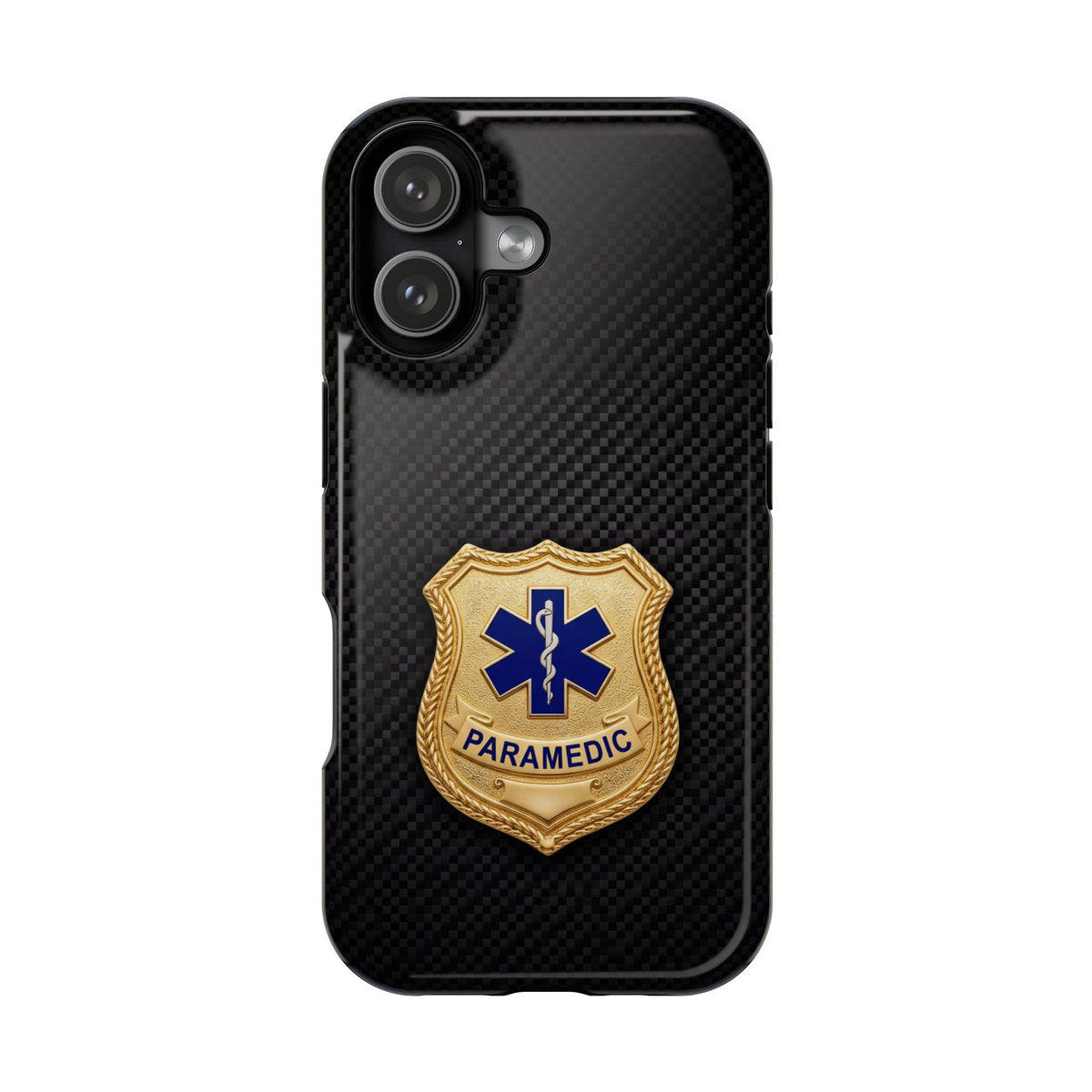 Gold Paramedic Badge Black Phone Case — Magnetic Wireless Charging Cover