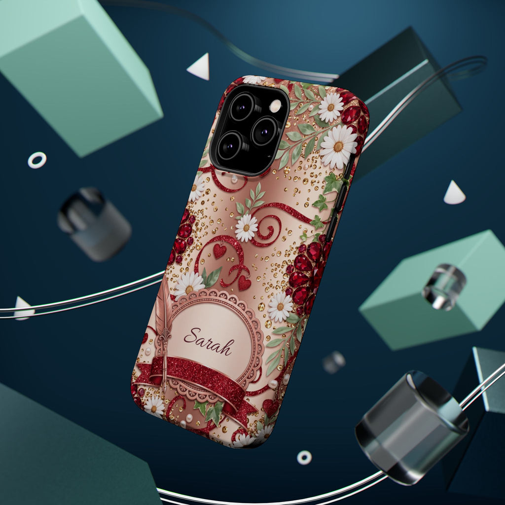 Personalized Vintage Floral Teacher Phone Case — Wireless Charging Cover