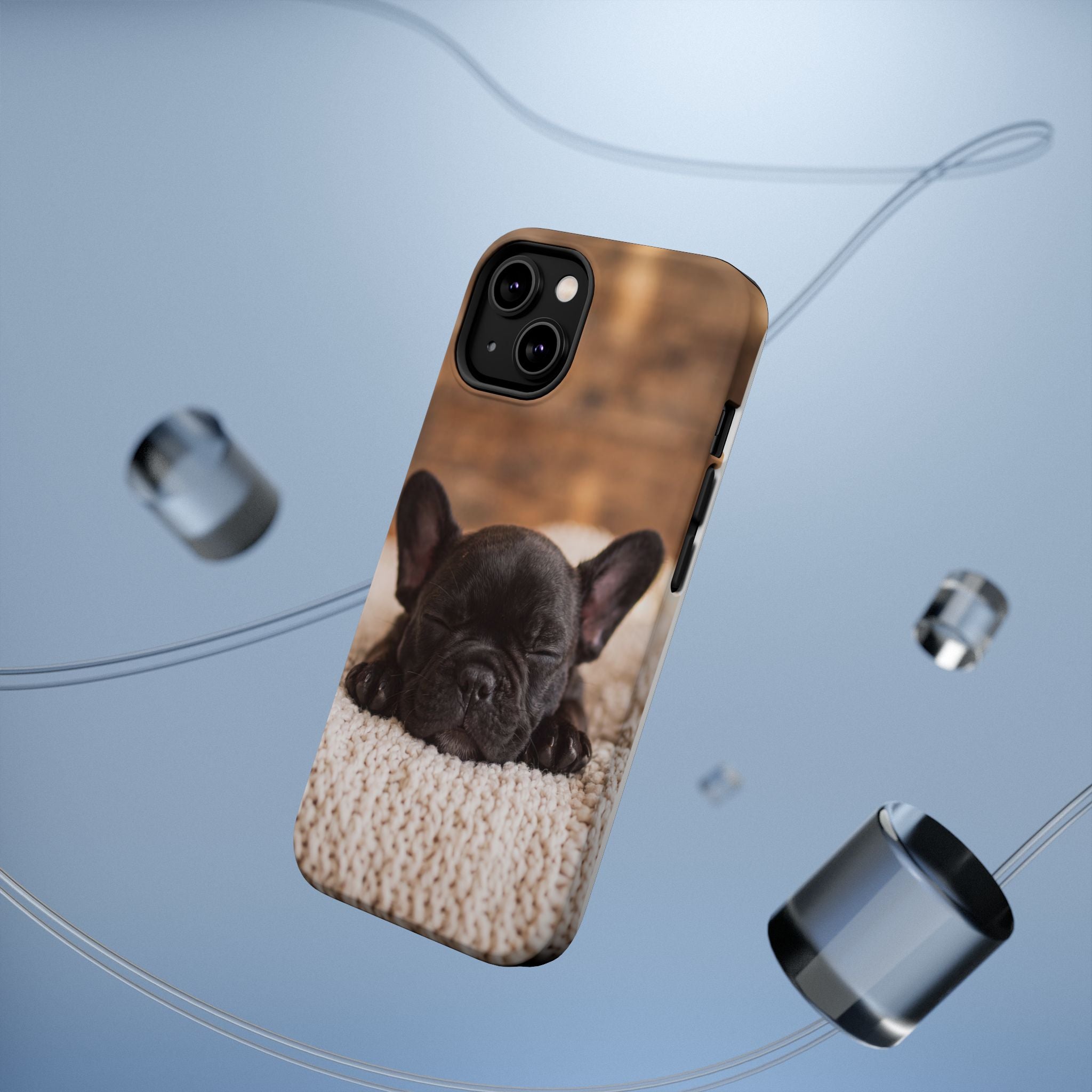Sleepy French Bulldog Phone Case — Impact-Resistant Wireless Charging Cover