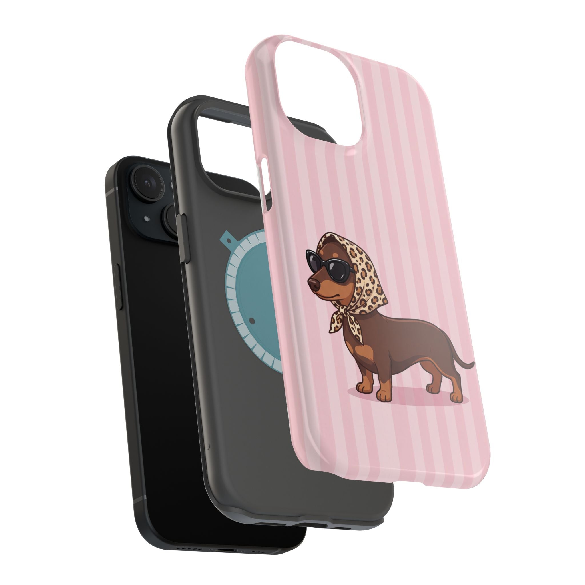 Preppy Dachshund Phone Case — Impact-Resistant Wireless Charging Cover